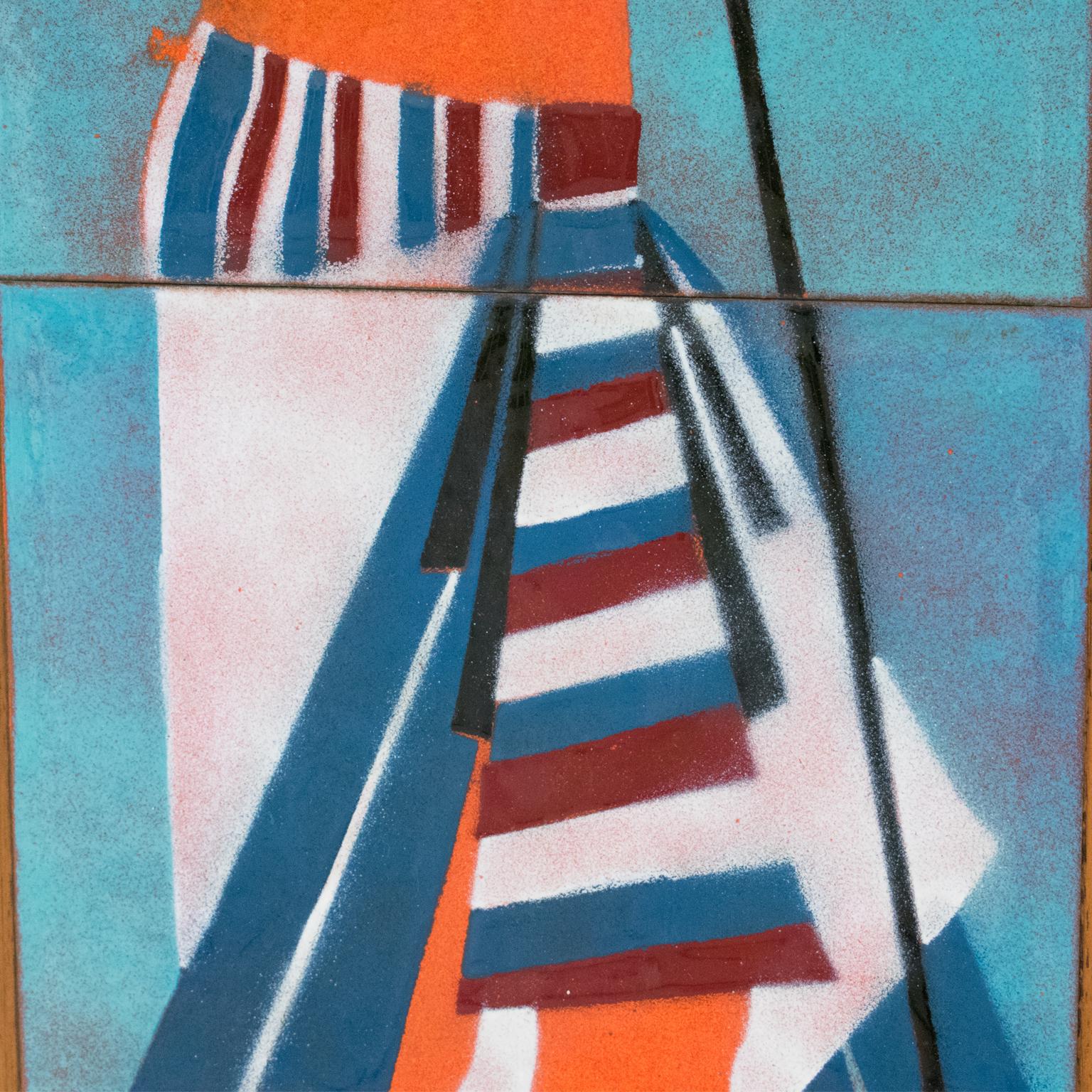 Judith Daner - Panneau mural d'art en émail sur cuivre - Égyptiens, une paire en vente 6
