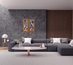 Judith Daner, Emaille auf Kupfer-Kunstwerk-Wandtafel, Ägyptische Ägypter, Paar