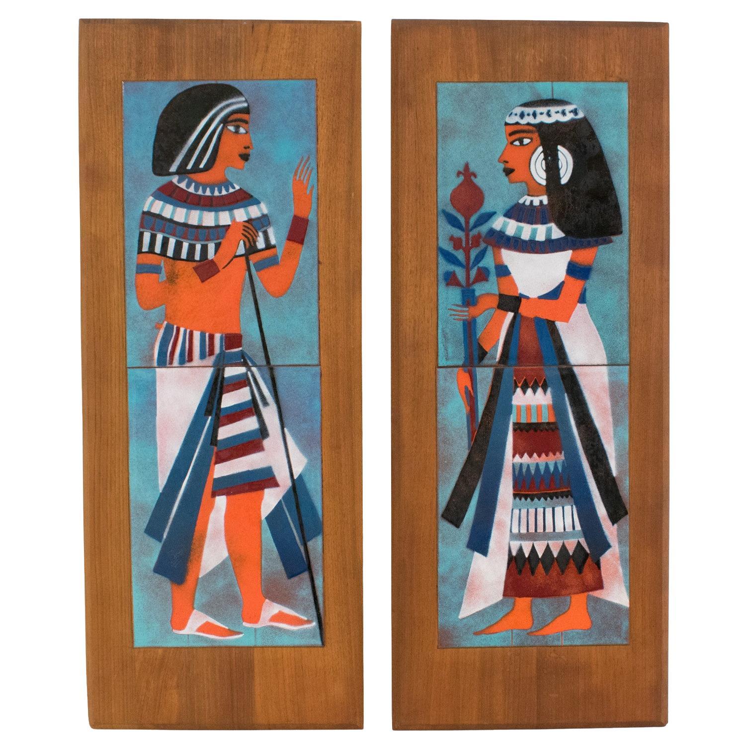 Judith Daner Esmalte sobre cobre Obra de arte Panel de pared Egipcios, pareja