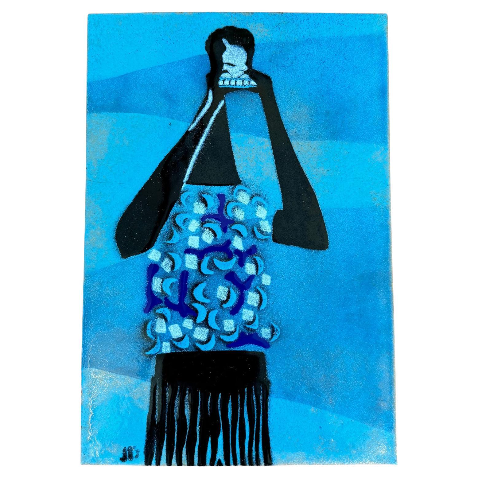 Judith Daner " Tocando la armónica " Esmalte sobre cobre, Estados Unidos, c.1955 en venta