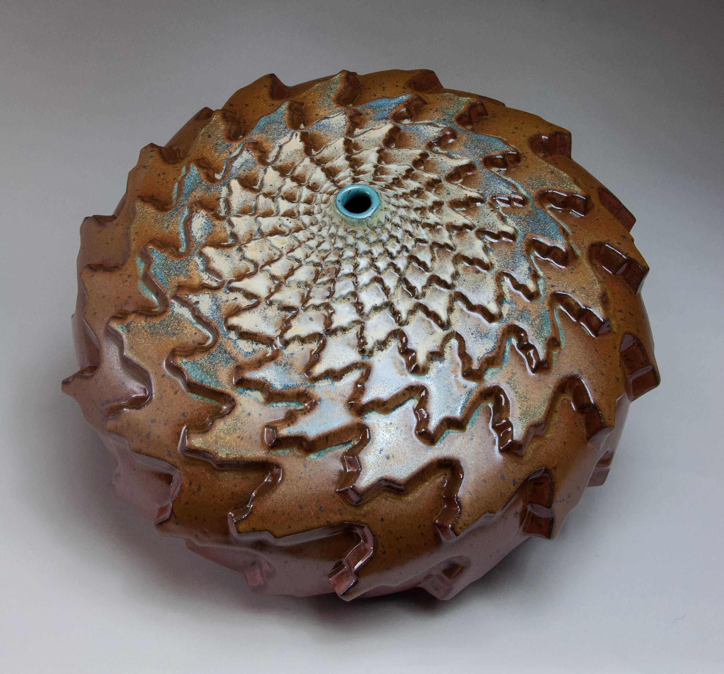 "Autumn Snow", Contemporary, Ceramic, Sculpture, Geometric Patterning, Glaze