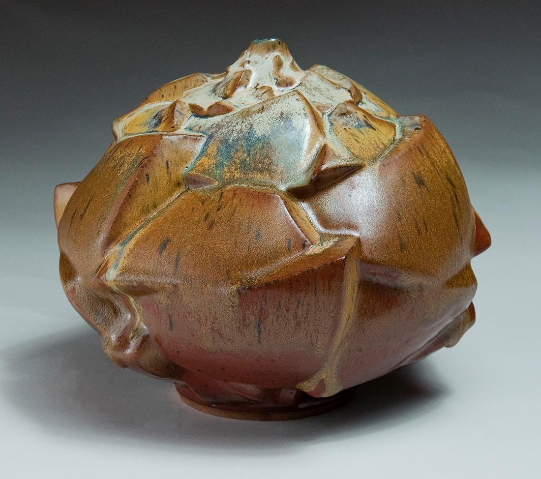"Outcroppings 2", ceramic sculpture, closed form, geometric, glazed stoneware  - Sculpture by Judith Ernst