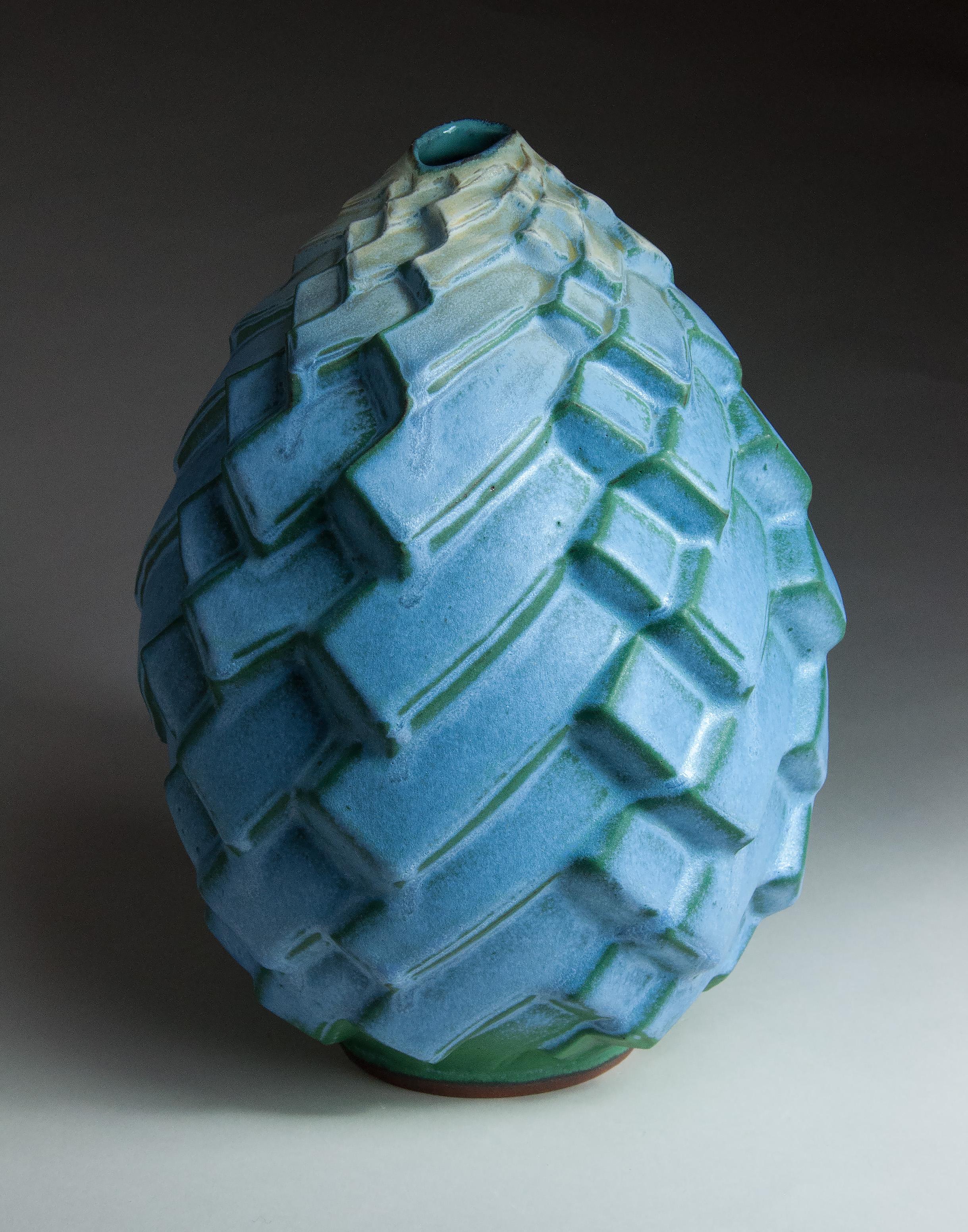 Judith Ernst Abstract Sculpture - "Staccato Waltz", Contemporary, Stoneware, Ceramic, Sculpture, Geometric Pattern