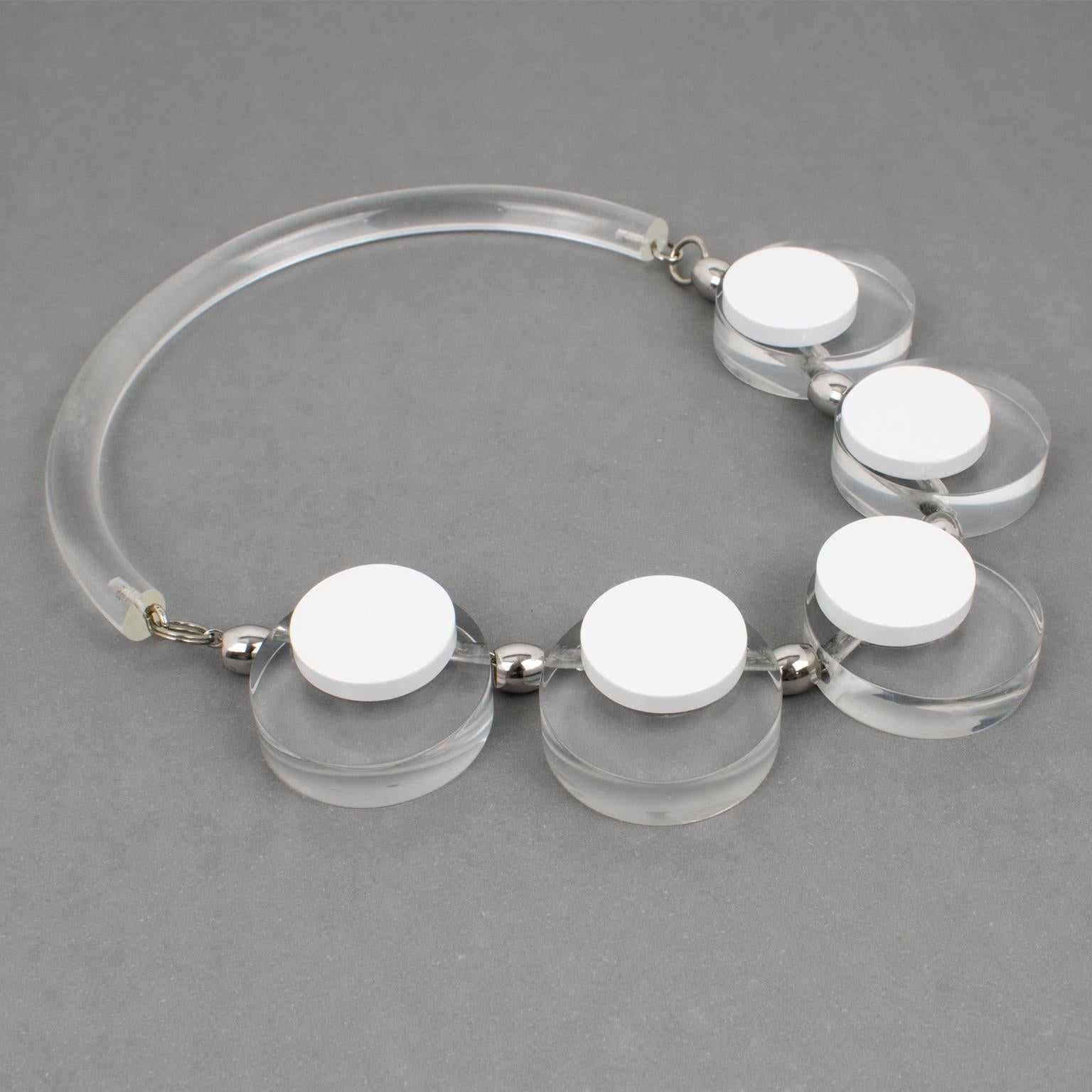 Women's or Men's Judith Hendler Acrylic Lucite Neck Ring Necklace, 1980s For Sale