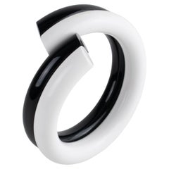 Judith Hendler Black and White Acrylic Bypass Bracelet Bangle