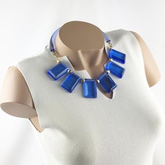 Judith Hendler Blue Acrylic Lucite Neck Ring Necklace