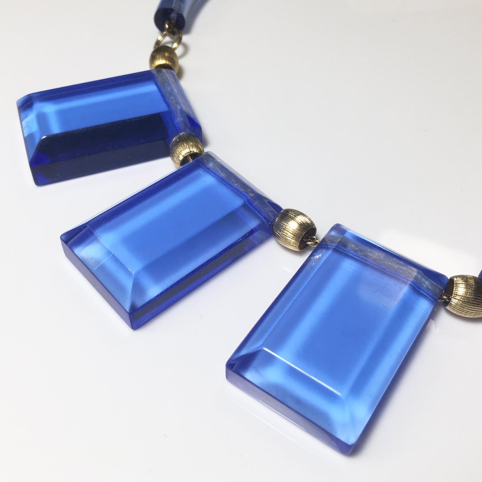 Judith Hendler Blue Acrylic Lucite Neck Ring Necklace 2