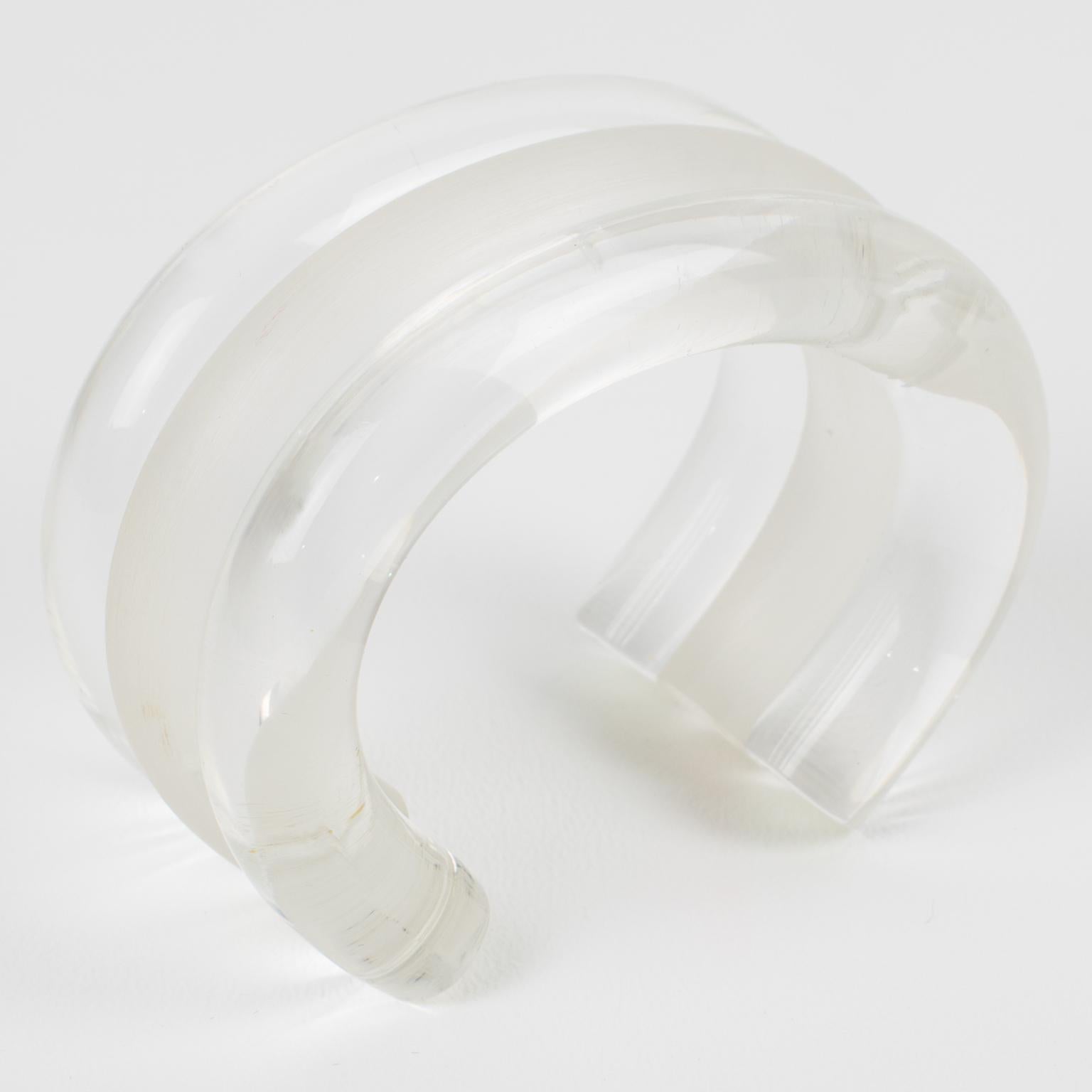 Judith Hendler Clear and Frosted Acrylic Cuff Bracelet For Sale 5