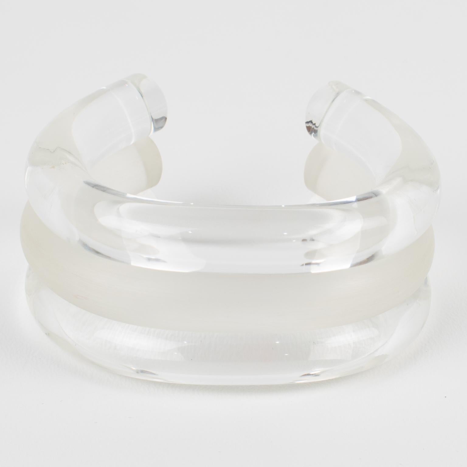Judith Hendler Clear and Frosted Acrylic Cuff Bracelet For Sale 6