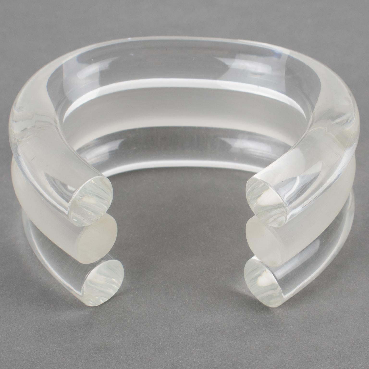 Modern Judith Hendler Clear and Frosted Acrylic Cuff Bracelet For Sale