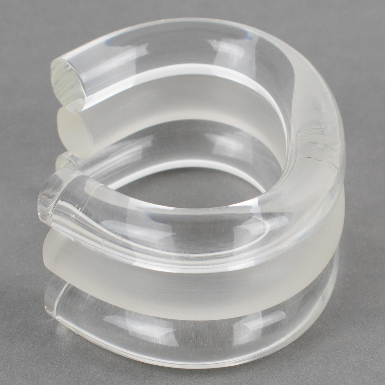 Judith Hendler Clear and Frosted Acrylic Cuff Bracelet For Sale 1