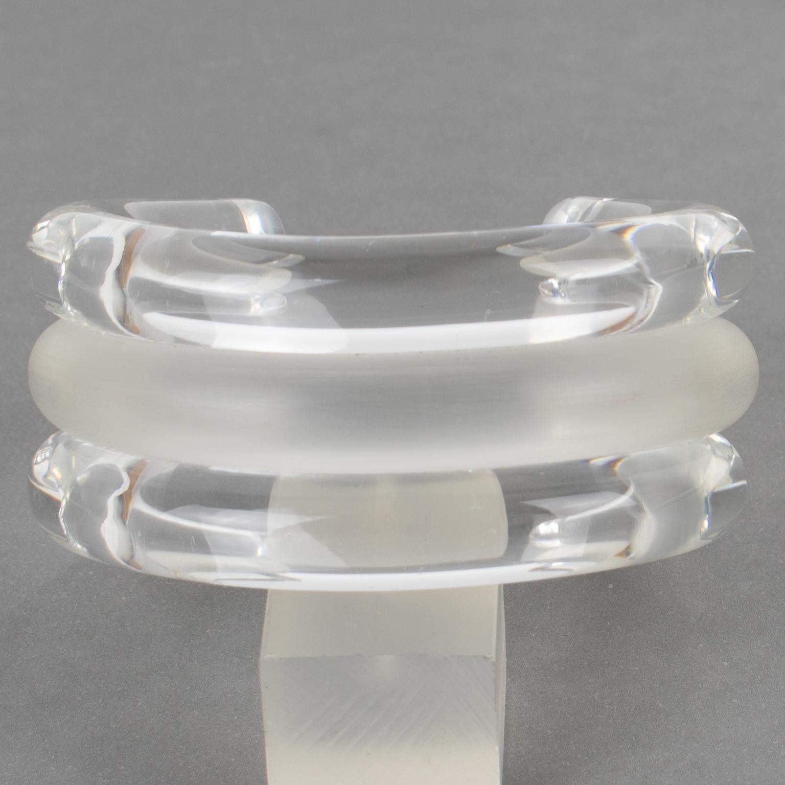 Judith Hendler Clear and Frosted Acrylic Cuff Bracelet For Sale 2