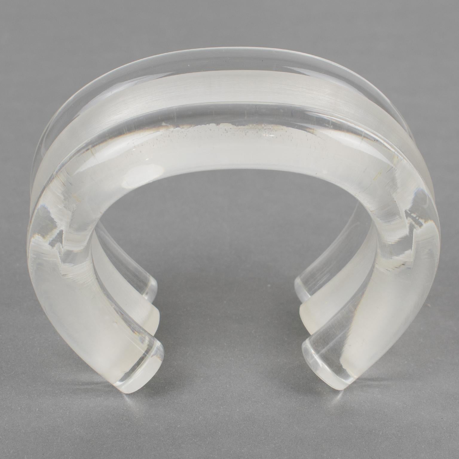 Judith Hendler Clear and Frosted Acrylic Cuff Bracelet For Sale 3