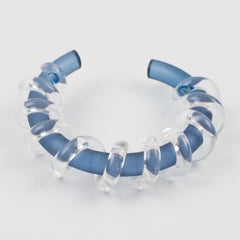 Judith Hendler Klar & Blau Lucite Acryl Spirale Manschette Armband Armreif