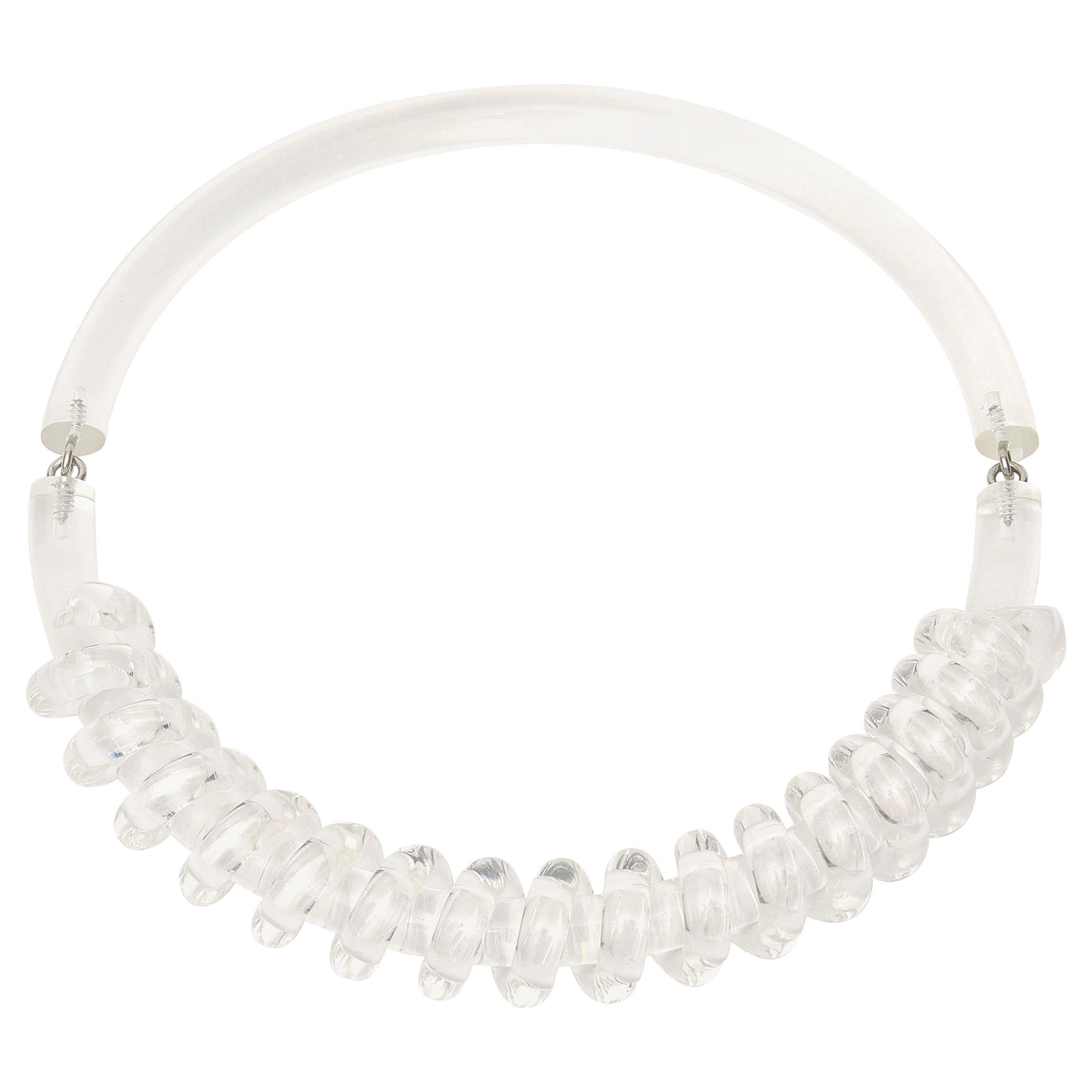 Judith Hendler Clear Lucite Spiral Sculptural Collar Necklace Vintage