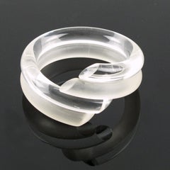 Judith Hendler Crystal Clear and Frosted Lucite Acrylic Coiled Bracelet Bangle