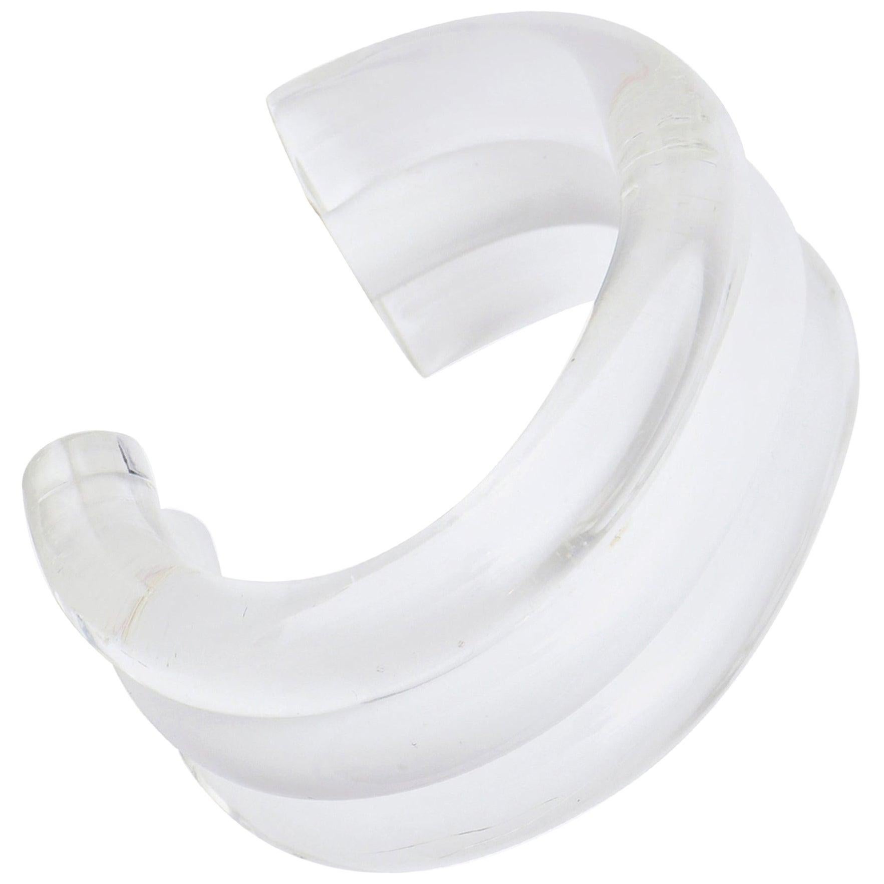 Judith Hendler Vintage Lucite Clear and White Cuff Bracelet For Sale