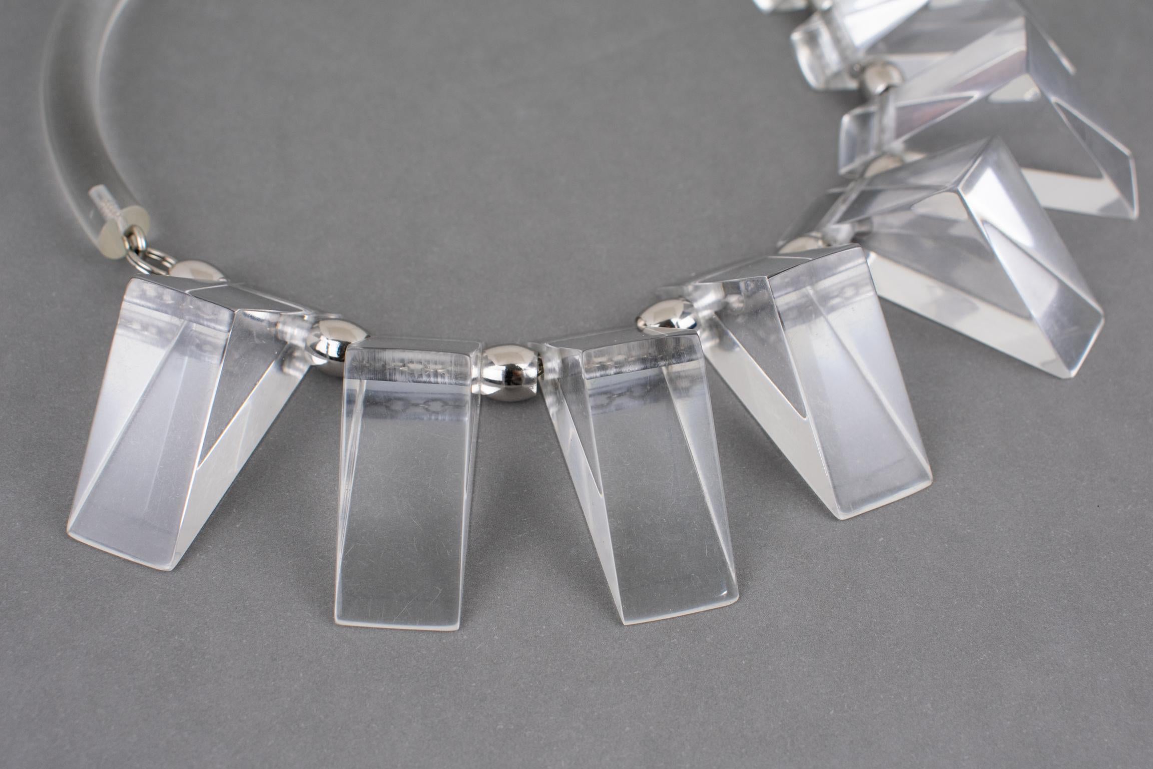 Judith Hendler Clear Acrylic Neck-Ring Necklace For Sale 6
