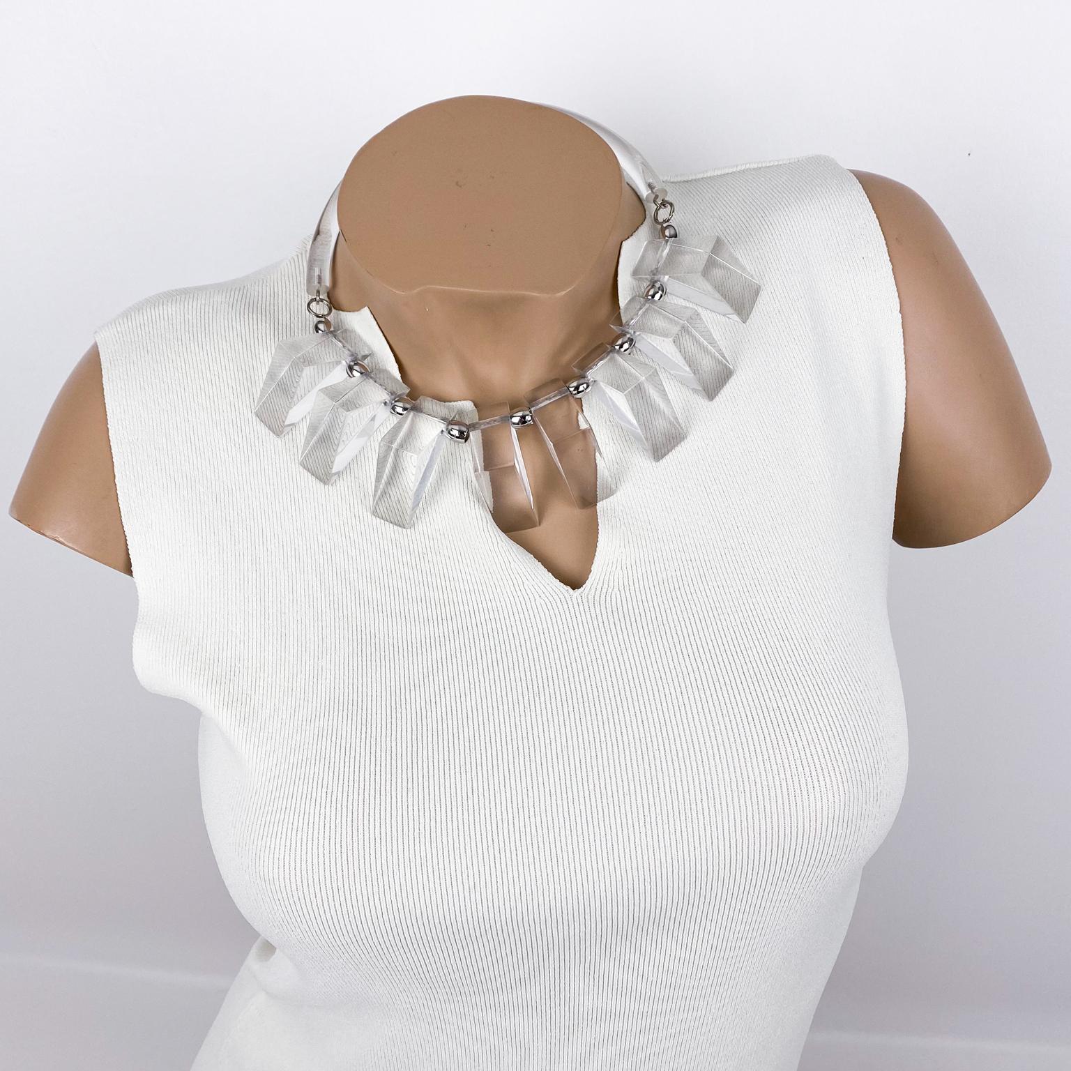 Modern Judith Hendler Clear Acrylic Neck-Ring Necklace For Sale
