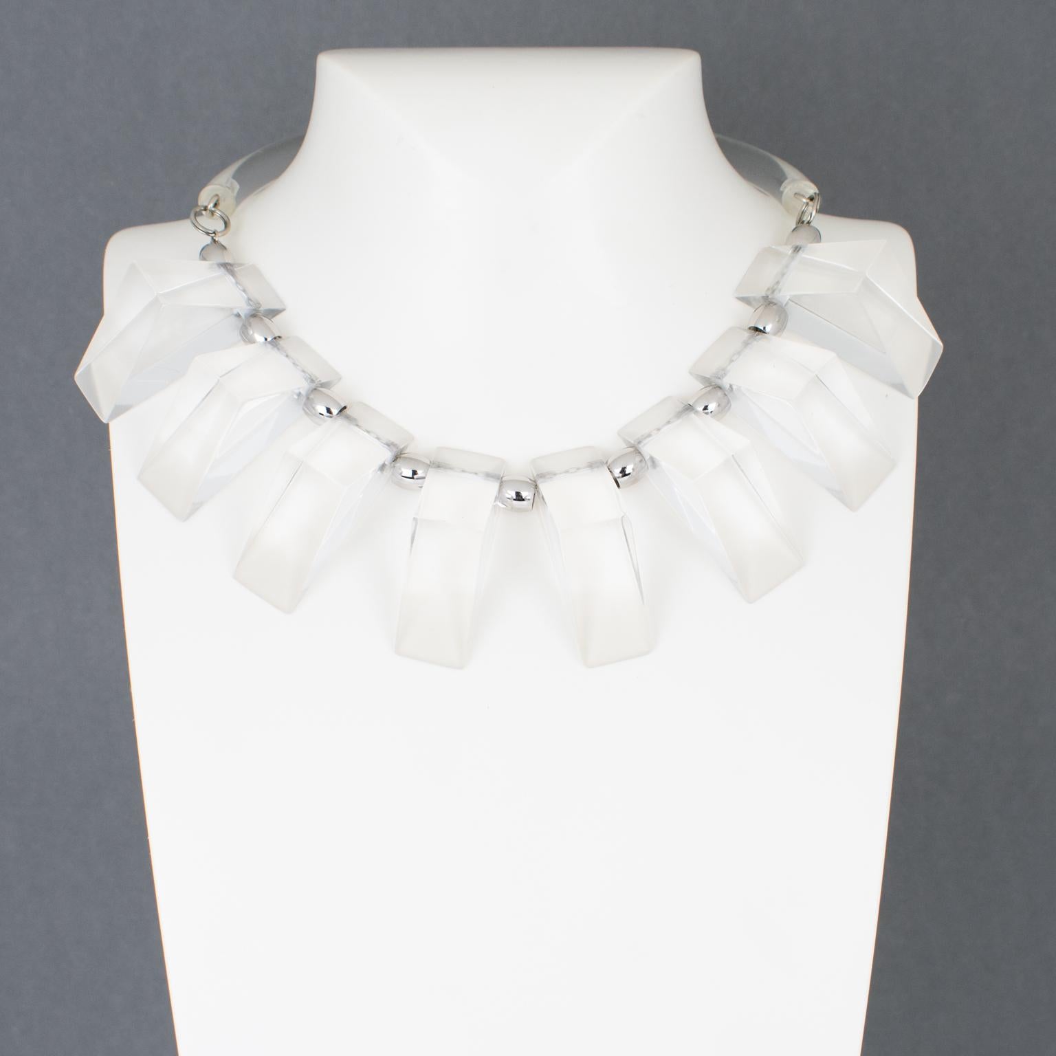 Judith Hendler Clear Acrylic Neck-Ring Necklace In Excellent Condition For Sale In Atlanta, GA