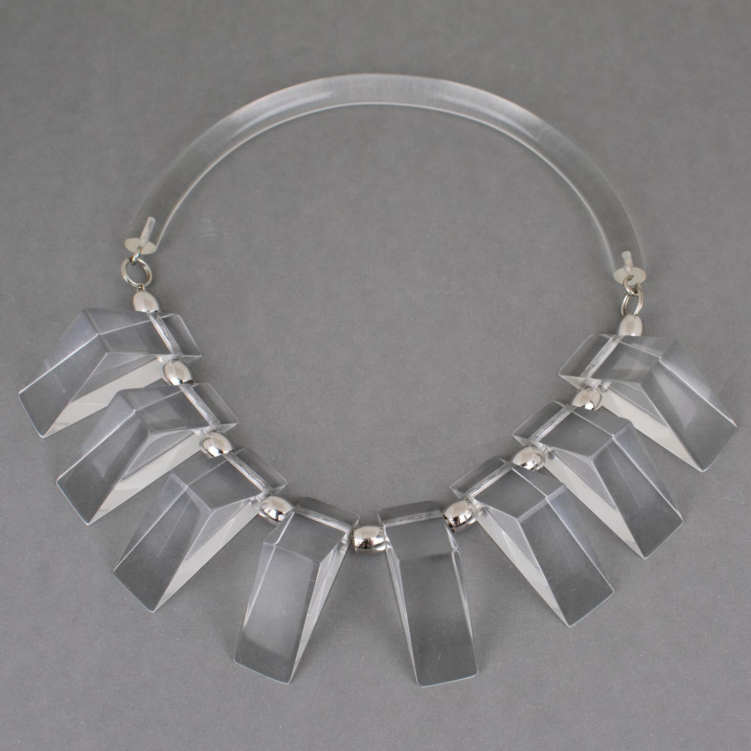 Women's or Men's Judith Hendler Clear Acrylic Neck-Ring Necklace For Sale