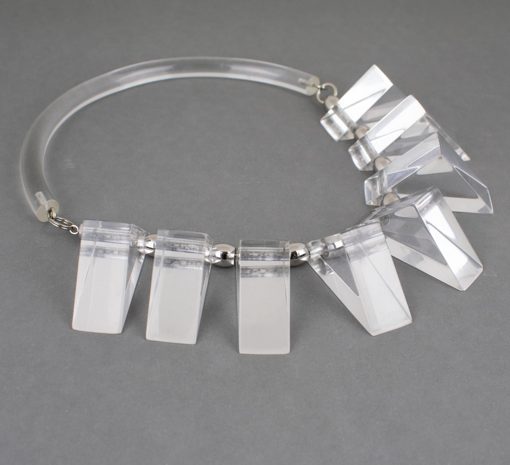 Judith Hendler Clear Acrylic Neck-Ring Necklace For Sale 1