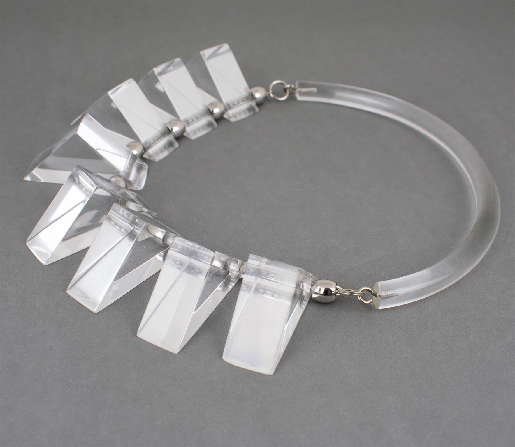 Judith Hendler Clear Acrylic Neck-Ring Necklace For Sale 2