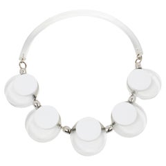 Retro Judith Hendler Transparnt and White Acrylic Lucite Neck Ring Necklace