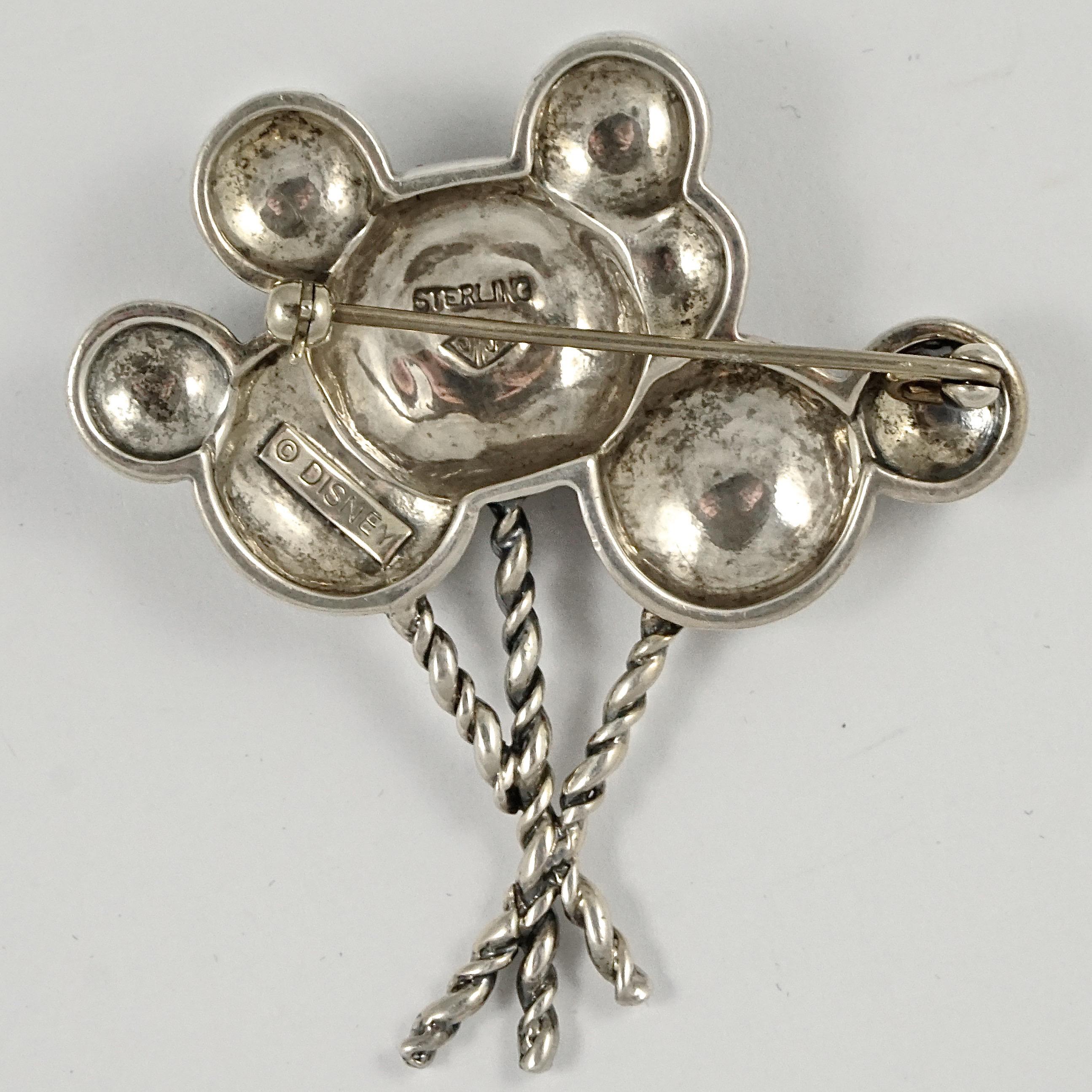 Wonderful Judith Jack sterling silver Disney Mickey Mouse balloon brooch, with rope twist detail and embellished with marcasites. Measuring length 5cm / 1.9 inches by width 4.7cm / 1.85 inches. The brooch is in very good condition.

This is a lovely