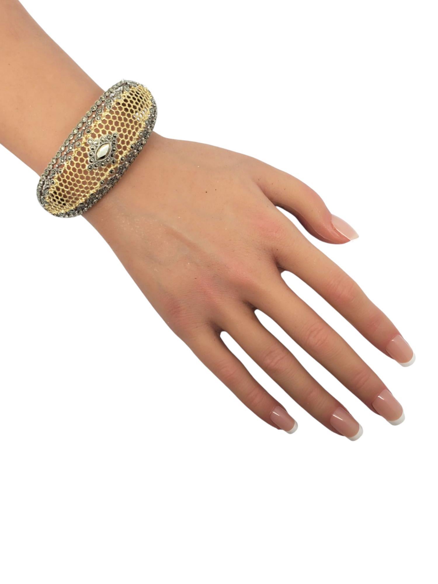 Judith Jack Sterling Silver & Gold-Tone Marcasite Bangle Bracelet #21222 For Sale 6