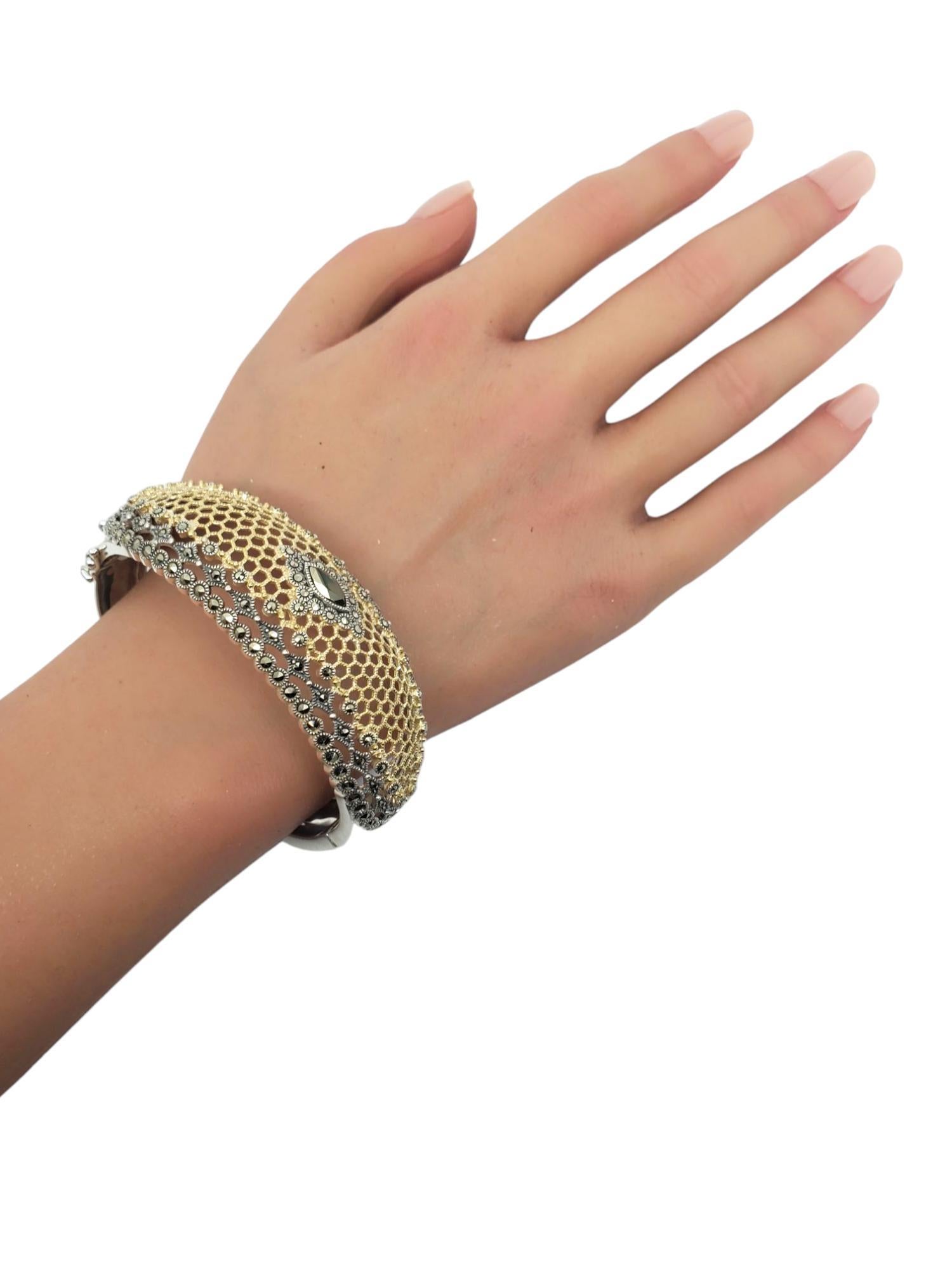 Judith Jack Sterling Silver & Gold-Tone Marcasite Bangle Bracelet #21222 For Sale 7