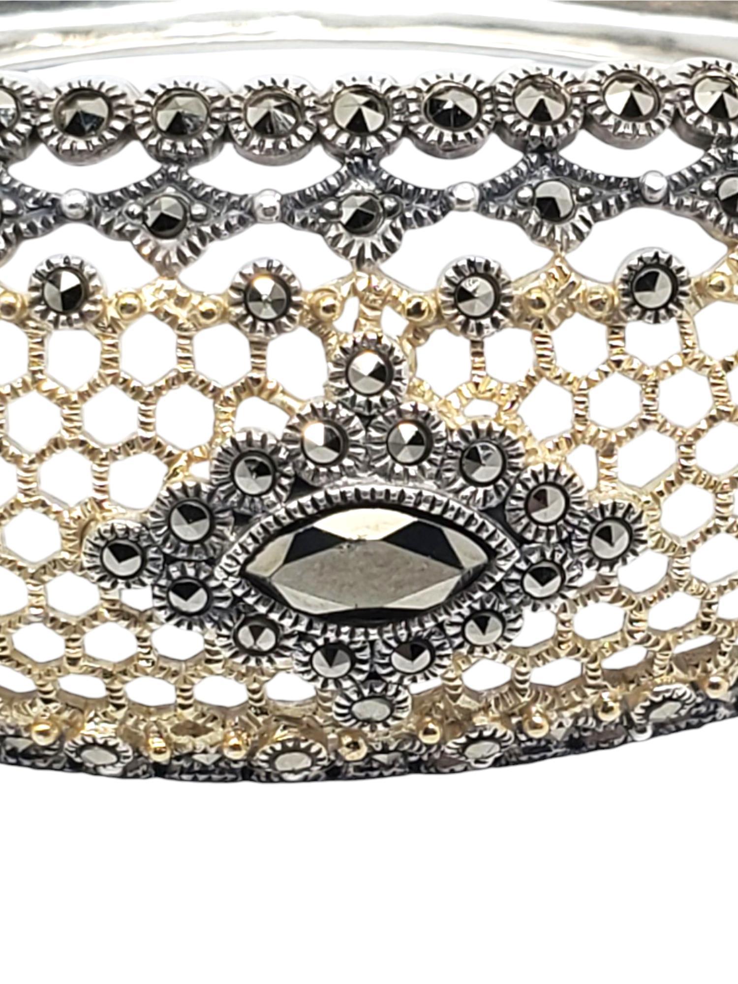 Women's Judith Jack Sterling Silver & Gold-Tone Marcasite Bangle Bracelet #21222 For Sale