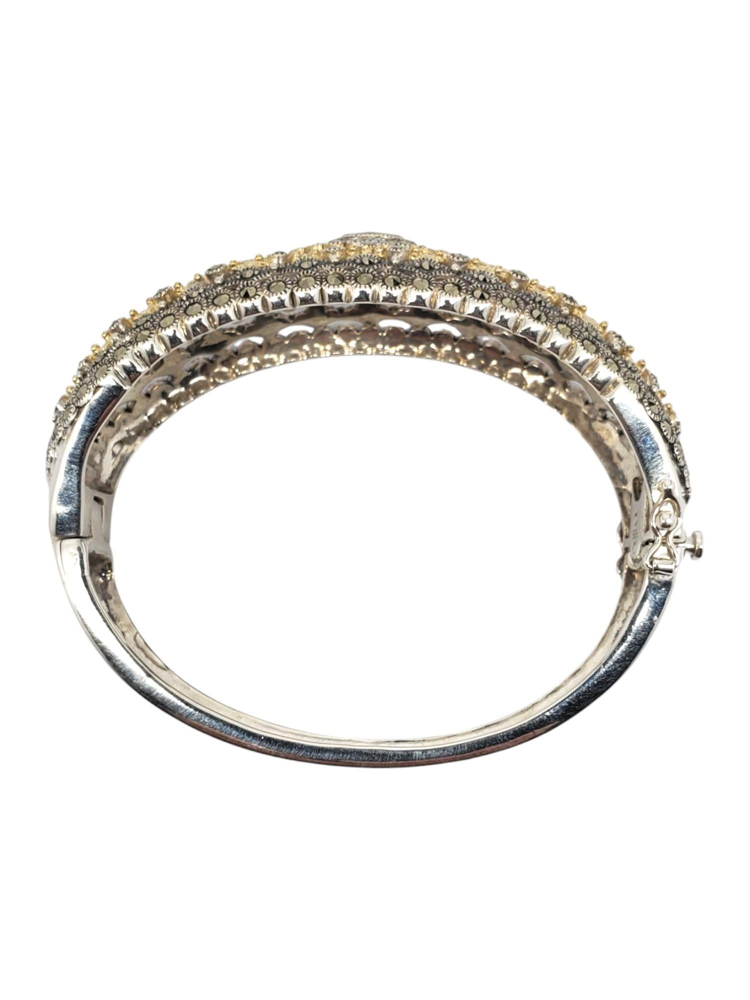 Judith Jack Sterling Silver & Gold-Tone Marcasite Bangle Bracelet #21222 For Sale 1