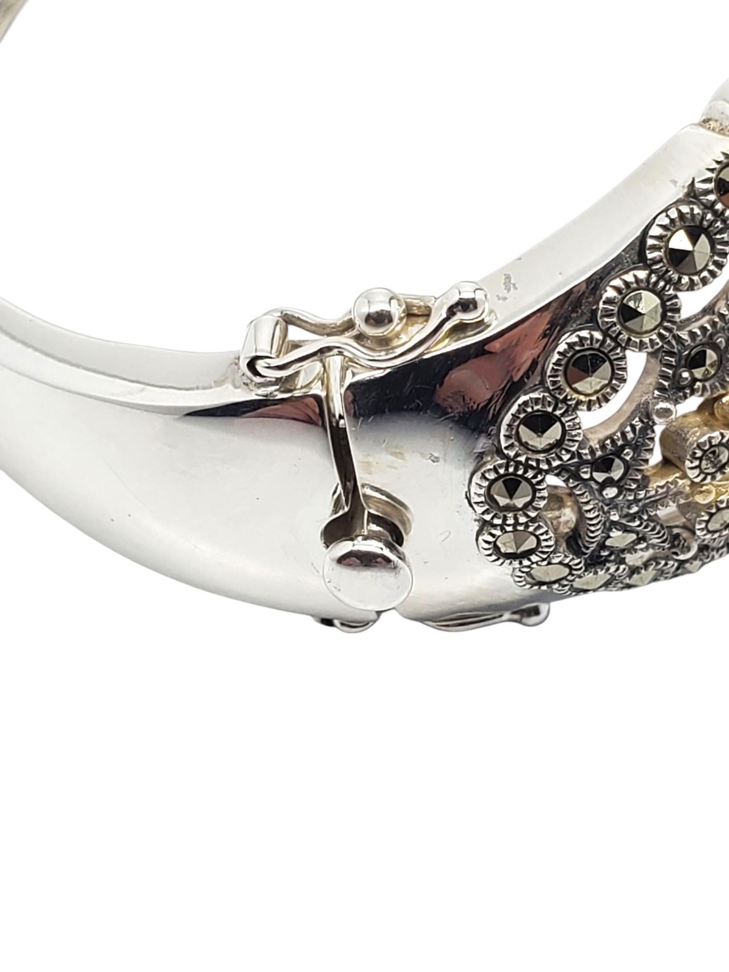 Judith Jack Sterling Silver & Gold-Tone Marcasite Bangle Bracelet #21222 For Sale 3