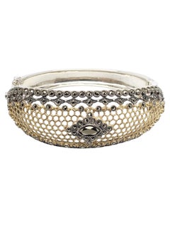 Judith Jack Sterling Silver & Gold-Tone Marcasite Bangle Bracelet #21222