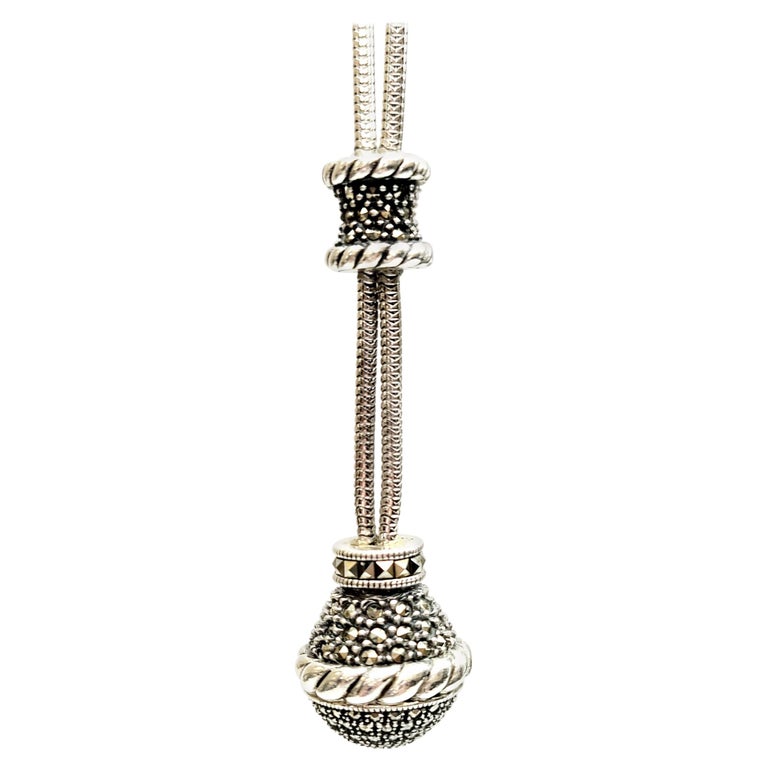 Judith Jack Sterling Silver Marcasite Ball Pendant Necklace at 1stDibs