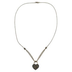 Judith Jack Sterling Silver Marcasite Heart Lock Chain Necklace