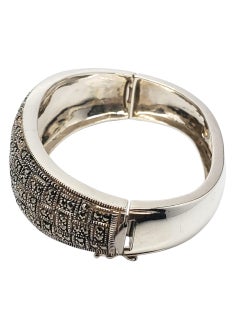 Judith Jack Pulsera de plata de ley con bisagra ovalada de marcasita #22436