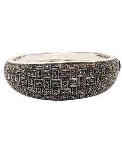 Judith Jack Sterling Silver Marcasite Hinged Oval Cuff Bracelet #22436