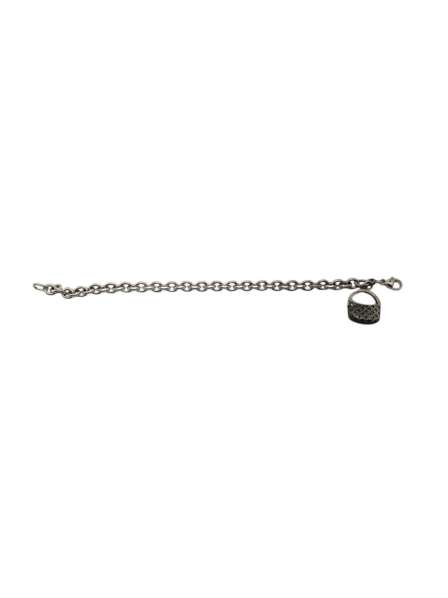 Round Cut Judith Jack Sterling Silver Marcasite Purse Charm Bracelet #20519 For Sale