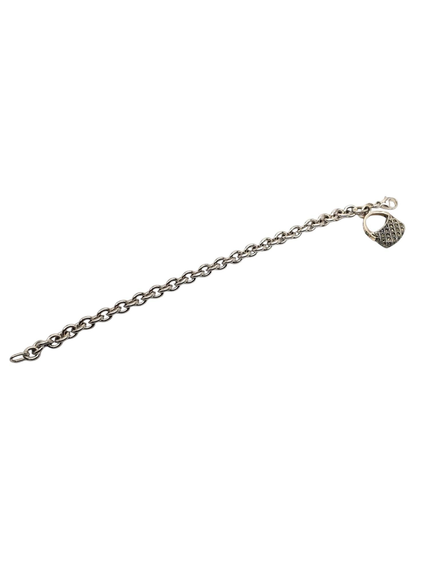 Judith Jack Sterling Silver Marcasite Purse Charm Bracelet #20519 In Good Condition For Sale In Washington Depot, CT