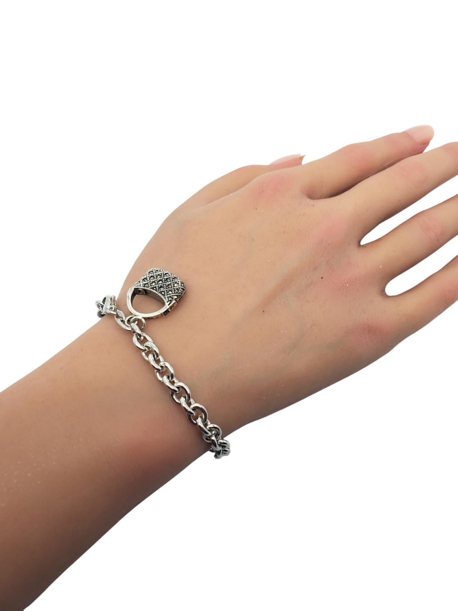 Judith Jack Sterling Silver Marcasite Purse Charm Bracelet #20519 For Sale 4