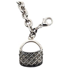Judith Jack Sterling Silver Marcasite Purse Charm Bracelet #20519