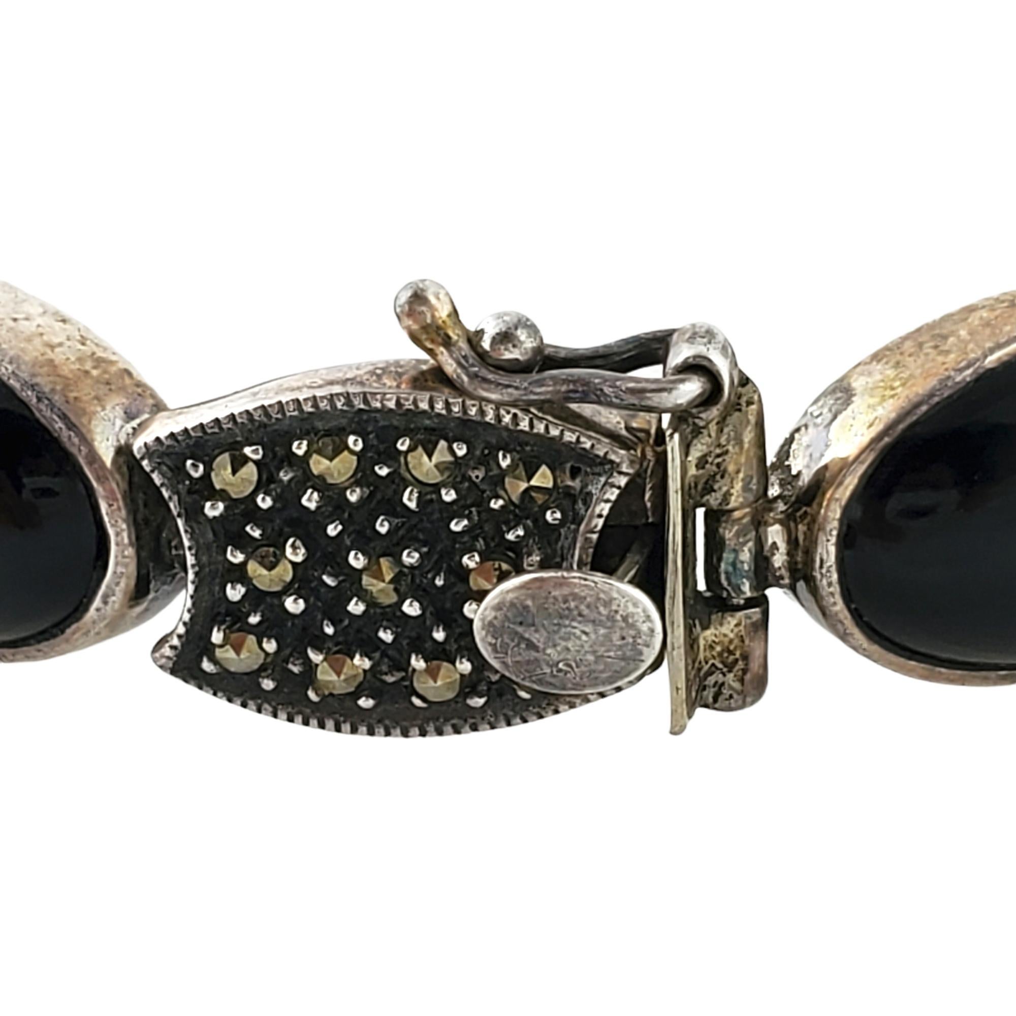 Oval Cut Judith Jack Sterling Silver Onyx Marcasite Bracelet #12292