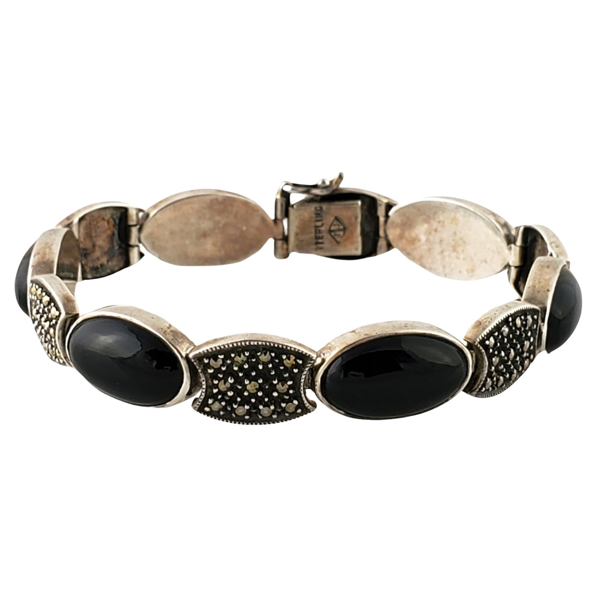 Judith Jack Sterling Silver Onyx Marcasite Bracelet #12292