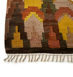 Judith Johansson "Björkhult" Großer Flachgewebeteppich, Schweden, 1960er Jahre