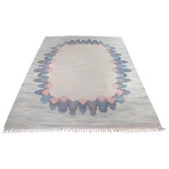 Judith Johansson, "Flower Wreath" Swedish Flat Weave Rug, 1960s