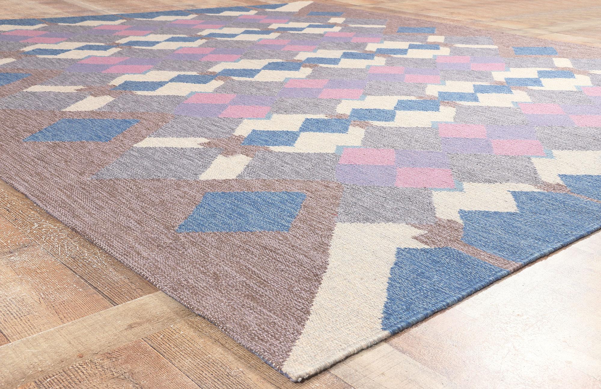 Contemporary Swedish Style Kilim Rug, Modern Scandi Meets Ethereal Elegance For Sale