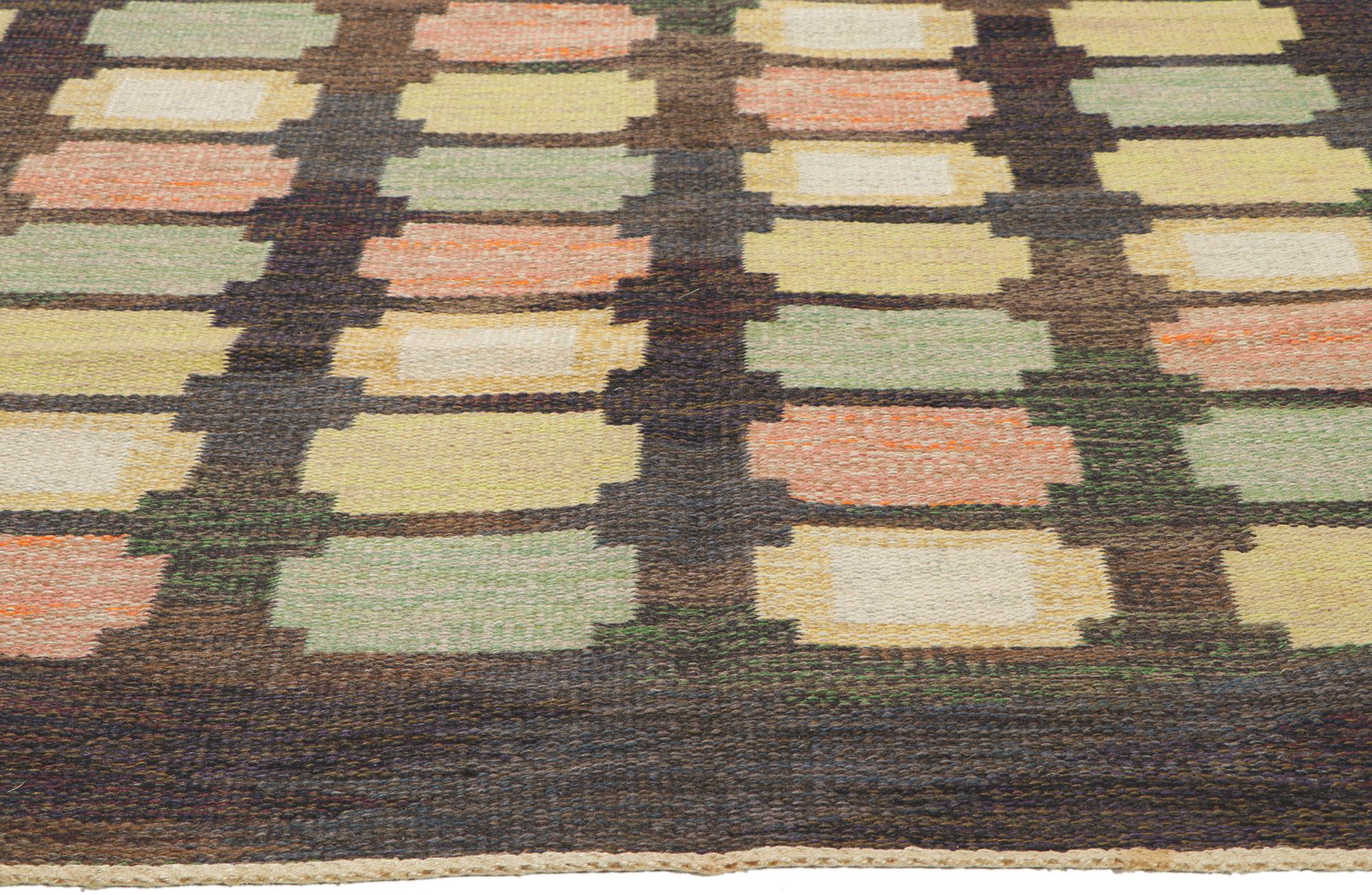 Judith Johansson Vintage Swedish Kilim Rollakan Rug, Bollalt For Sale 2