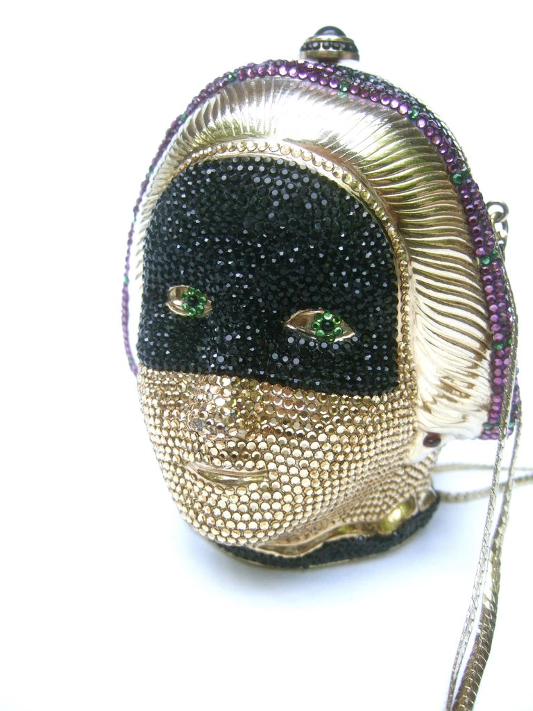Judith Leiber Exquisite Crystal Encrusted Figural Woman Minaudière circa 1980s For Sale 7